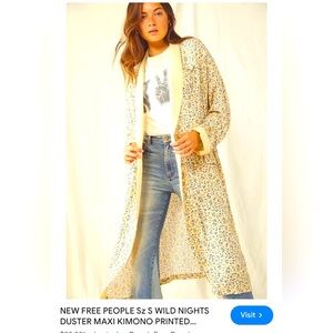 NEW FREE PEOPLE SZ XS WILD NIGHTS
DUSTER MAXI KIMONO PRINTED Xs